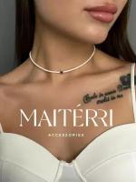 Чокер MAITERRI чокер на шею, гематит, длина 36 см, белый