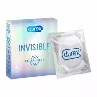 Презервативы ультратонкие, с дополнительной смазкой, из натурального латекса, для максимальной чувствительности Durex Invisible Extra Lube 3 шт