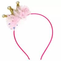 Карнавальный ободок корона с блестками, розово-золотой
