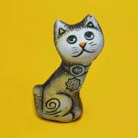 Статуэтка "Кошка Луна" 13,5 см, глина шамот, ручная работа
