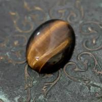Кабошон натуральный камень тигровый глаз 1 шт., размер 35x25x8 мм, цвет коричневый / для украшений / для рукоделия