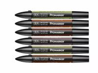 Winsor&Newton Набор художественных маркеров "Pro", 6 цветов, коричневые оттенки