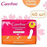 Ежедневные супертонкие прокладки Carefree FLEXICOMFORT NORMAL FRESH SCENT, женские гигиенические 100% дышащие, с ароматом свежести, 40 шт/упак