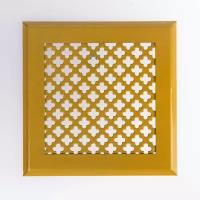 Вентиляционная решетка металлическая на магнитах 150х150мм, тип перфорации мелкий цветок, золотой