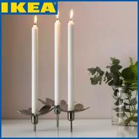 Набор свечей столовых IKEA / Свечи икеа 4 шт, время горения 6 часов / Свечи стеариновые / Свеча белая 19см х 2,2см белые не оплавляемые