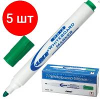 Комплект 5 шт, Маркер стираемый для белой доски зеленый, LACO (лако, 3 мм, WB12