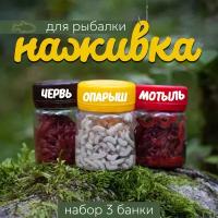 Приманка для рыбы - искусственный опарыш, червь, мотыль. Набор для рыбалки