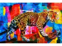Алмаз. мозаика (клас.)30х40 см, c подр, с полн. заполн. (25 цв) Радужный леопард, в к 41x31,3x2,7 см
