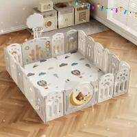 Манеж UNIX Kids DeLuxe Grey 180 x 200 см, с баскетбольной стойкой и ковриком _ для девочек и мальчиков _ серый _ белый