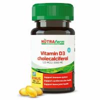 Витамин Д Д3 5000 ME 125 мкг 200 капсул NUTRAFARM Vitamin D D3 холекальциферол