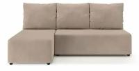 Угловой диван-кровать PUSHE раскладной Каир Lux, левый угол, велюр, бежевый Balance 130