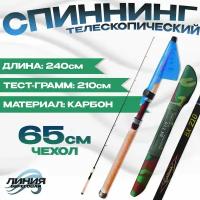 Спиннинг телескопический CATANA 240см тест 8-28гр карбоновый в Камуфляжном чехле