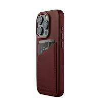 Чехол накладка кожаная Mujjo Full Leather Case Wallet MagSafe для iPhone 15 Pro Burgundy