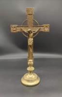 Статуэтка "Крест - Распятие Иисуса Христа", латунь, Западная Европа, 1940-1970 гг