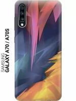 Силиконовый чехол на Samsung Galaxy A70, A70s, Самсунг А70, А70с с принтом "Розовый, синий, желтый"