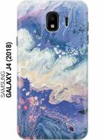 GOSSO Ультратонкий силиконовый чехол-накладка для Samsung Galaxy J4 (2018) с принтом "Фиолетовый мрамор"