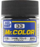 MR.HOBBY Mr.Color Flat Black, Черный матовый, Краска акриловая, 10мл