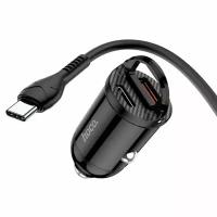 АЗУ, 1 USB QC3.0+1 PD 30W (NZ2), HOCO, кабель Type-C to Lighting, черный