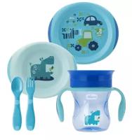 Набор детской посуды Chicco 12 м+, 5 предметов, голубой