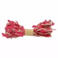 2AR206 Декоративная веревка с листиками, 3 м (ярко розовый)