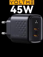 Зарядное устройство VOLTME Revo 45 Duo CC GaN, 45W, блок питания USB Type C, быстрая зарядка для телефона iPhone iPad Samsung сетевой адаптер, черный