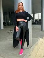 Кардиган женский Lesnikova Design оверсайз, длинный вязаный, летний, мантия без капюшона, размер 48-52, черный