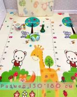 Складной двухсторонний коврик для малышей/развивающий коврик/ коврик для ползания/термоковрик детский ( жирафик, олень)