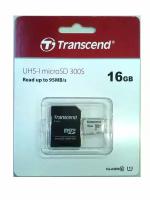 Карта памяти Transcend 300S microSDHC 16 ГБ (с адаптером SD)