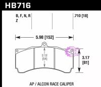 Колодки тормозные HB716N.710 HAWK HP Plus для AP Racing CP5555, Alcon 6, толщина 18mm