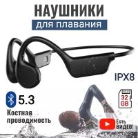 Наушники для плавания с костной проводимостью, IPX8 водонепроницаемые наушники, плеер-наушники, Bluetooth-гарнитура для бассейна, 32 ГБ