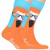 Носки PARA socks, 2 пары, размер 36-40, оранжевый, бирюзовый