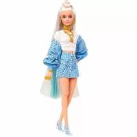 Кукла Mattel Extra Doll HHN08 / Барби Экстра Модная кукла в синей куртке, блондинка с питомцем Чихуа