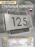 Стильный номерок на дверь с Вашими цифрами, 100х140 мм, МДФ и металлизированный пластик, URBAN