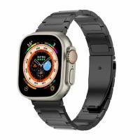 Титановый черный блочный ремешок с застежкой для Apple Watch 42-44-45-49 mm, Series 1-9, SE, Ultra / Браслет для умных смарт часов Эпл Вотч 42/44/45/49 мм