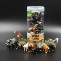 Фигурки животных детский игровой набор Zateyo Африканские животные, игрушка для детей коллекционная, 12 шт