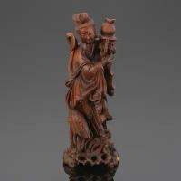 Статуэтка "богиня Луны Чанъэ", палисандр, резьба, кость, композитный материал
