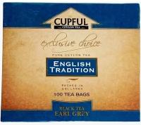 Чай черный CUPFUL Earl Grey с натуральным маслом бергамота, 100 пакетов, Шри-Ланка