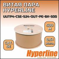 Кабель сетевой Hyperline 500м, U/UTP кат 5e, UUTP4-C5E-S24-OUT-PE-BK-500