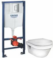 Комплект подвесной унитаз Gustavsberg Hygienic Flush 5G84HR01 + система инсталляции Grohe 38772001