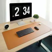 Большой 900х400 мм двусторонний коврик под клавиатуру и мышь Xiaomi MIIIW Mouse Pad (MWMLV01) Материал: с 1 стороны -пробковый, с другой экокожа. Коричневый