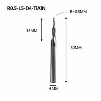 Dreanique конусная фреза по дереву (R0.5 L15 d4 покрытие TiAlN) P2BC-R0.5-15-H4 39866