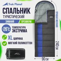 Спальный мешок TREK PLANET Warmer Comfort, зиминй, правая молния, цвет: серый, синий