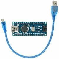 Arduino Nano v3.0(ATMEGA328P) с распайкой + кабель USB