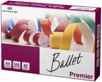 Бумага А4 500 л, Ballet Premier 80 г/м2, белизна 161% CIE, класс А