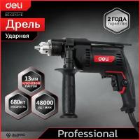 Профессиональная ударная дрель Deli DE-CZ13-1E (680Вт, ключевой патрон 13мм, 4800 уд/мин, 3000 об/мин)