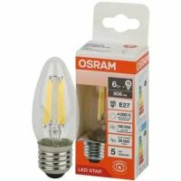 Светодиодная лампа Ledvance-osram Osram LED STAR CL B75 6W/840 220-240V FIL CL E27 806lm