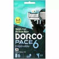 DORCO PACE 6 Однораз.станок (3+1 шт.) 6 лезвий, плав.головка, увл.полоса