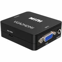 Адаптер-переходник с VGA на HDMI активный с питанием, цвет черный