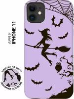 Силиконовый чехол на Apple iPhone 11 / Эпл Айфон 11 с рисунком "Witch on a Broomstick" Soft Touch сиреневый