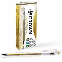 Ручка гелевая Crown Hi-Jell Metallic (0.5мм, золотистый металлик) 12шт. (HJR-500GSM)